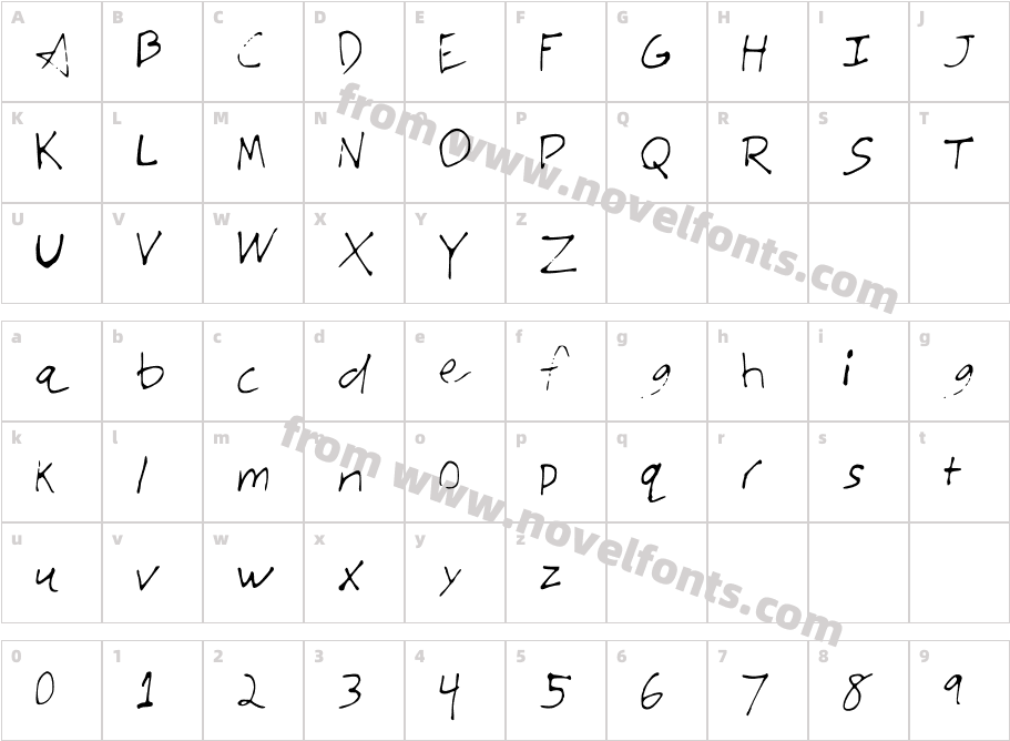 JTsVeryAmazingFontCharacter Map