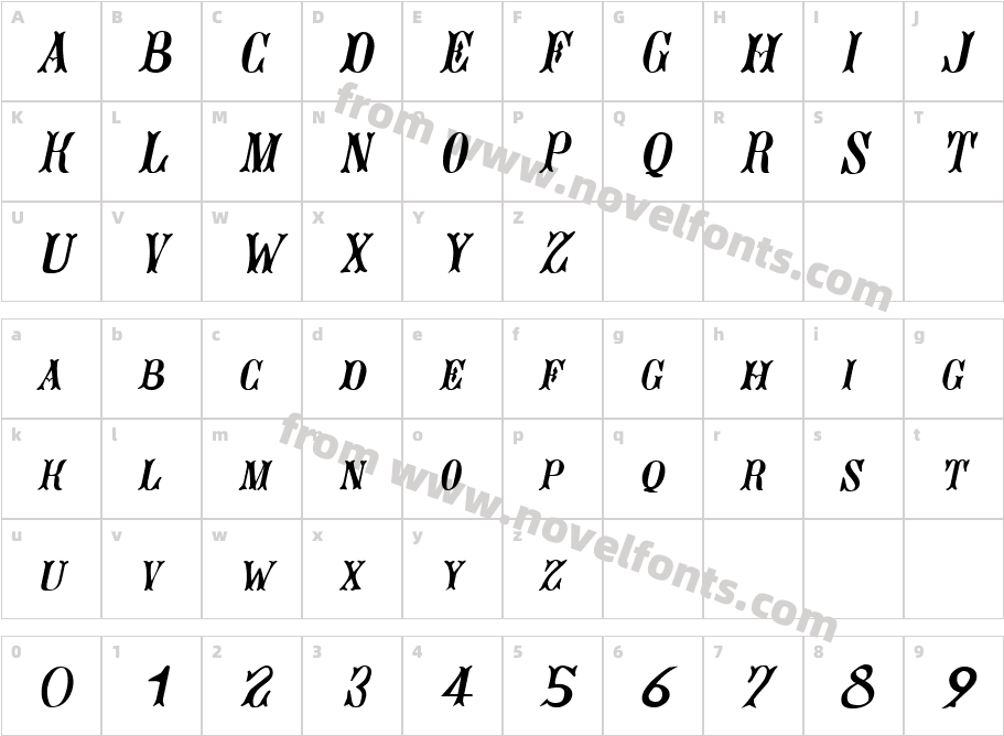 Jacques ItalicCharacter Map