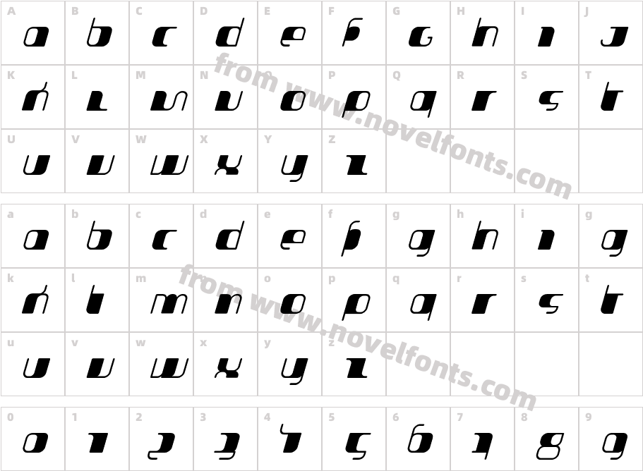 Jakone-BoldItalicCharacter Map