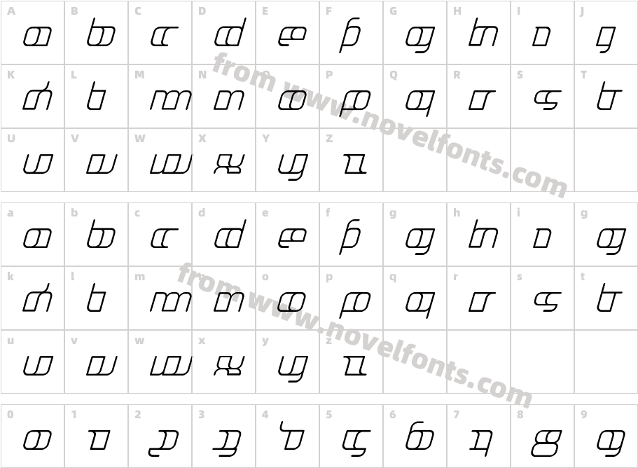 Jakone-ExtendedItalicCharacter Map