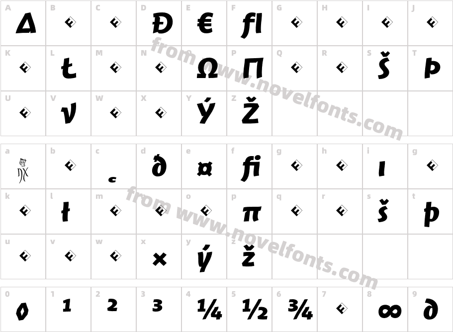 JambonoTF-BoldExpertCharacter Map