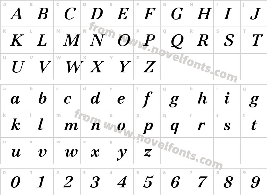 JamilleBoldItalicCharacter Map