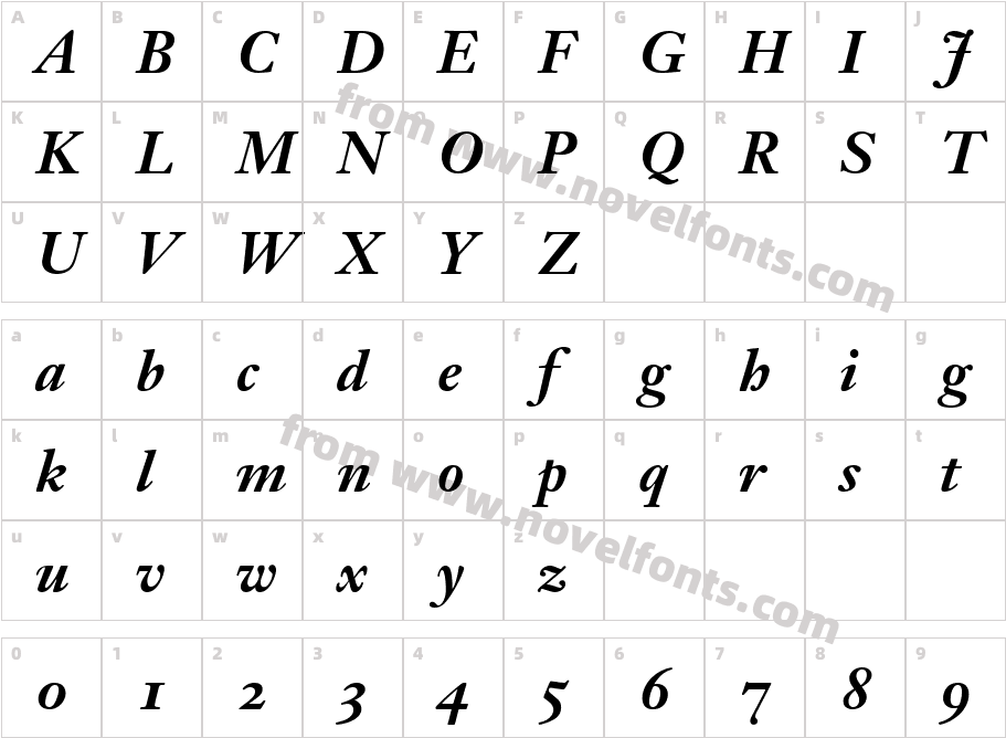 Janson OldStyle SSi BoldCharacter Map