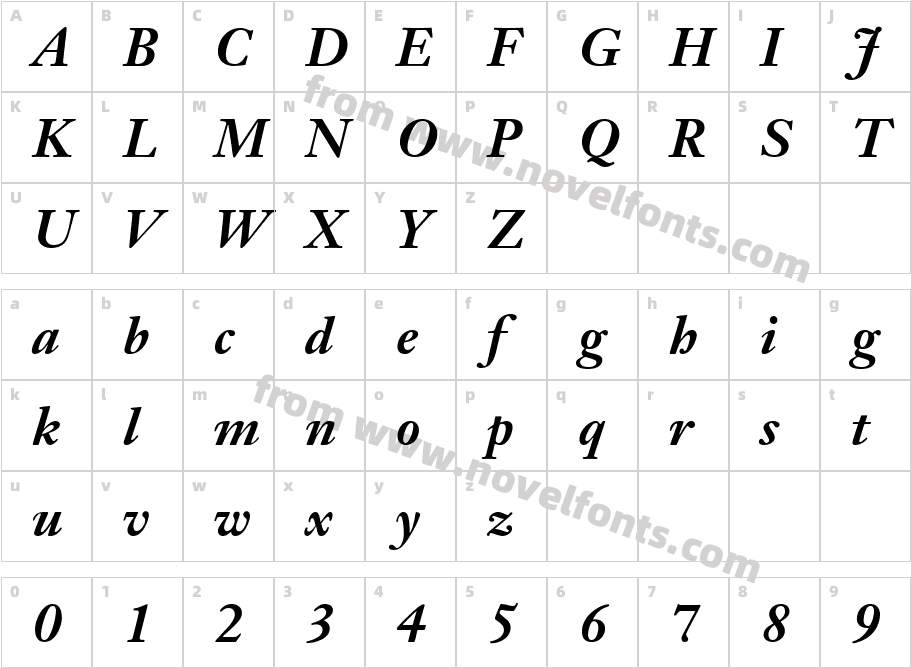 Janson SSi Bold ItalicCharacter Map