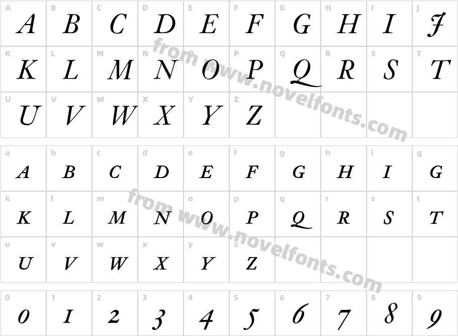JansonExpertBQ-ItalicCharacter Map