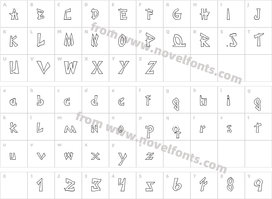 JaponesaOutlineCharacter Map