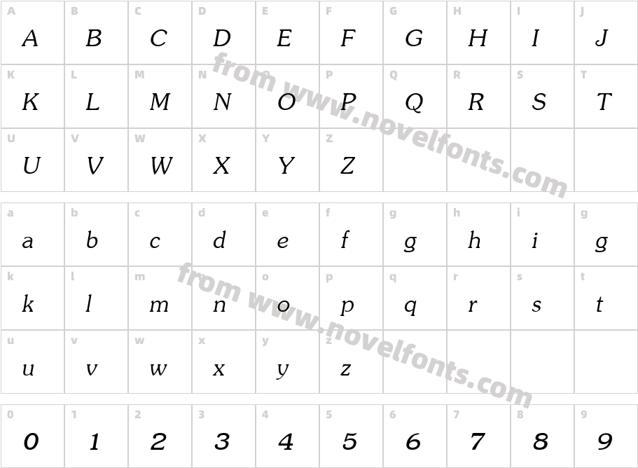 JasmineUPC ItalicCharacter Map