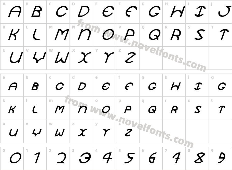 JaySetch ItalicCharacter Map