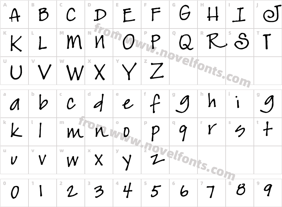 JeansFontCharacter Map