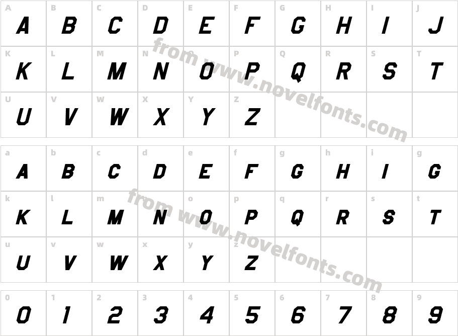 Jefferies Bold ItalicCharacter Map