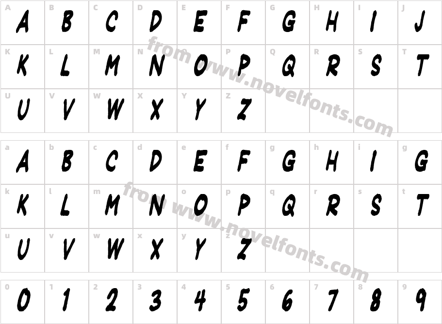 JeffreyPrint JL Condensed ItalicCharacter Map