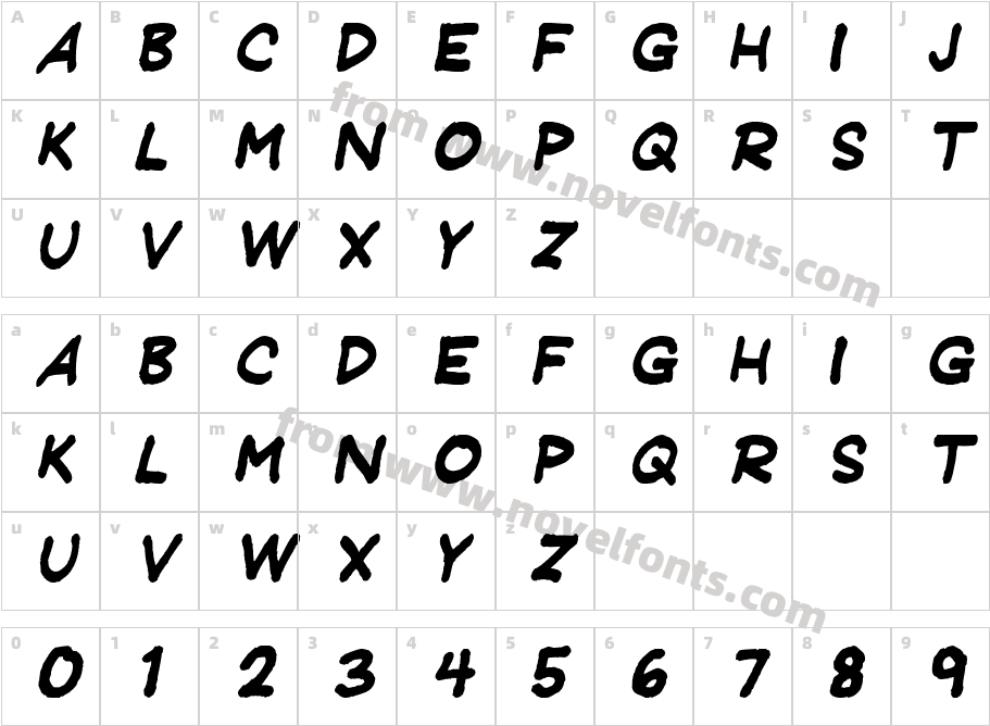 JeffreyPrint JL ItalicCharacter Map