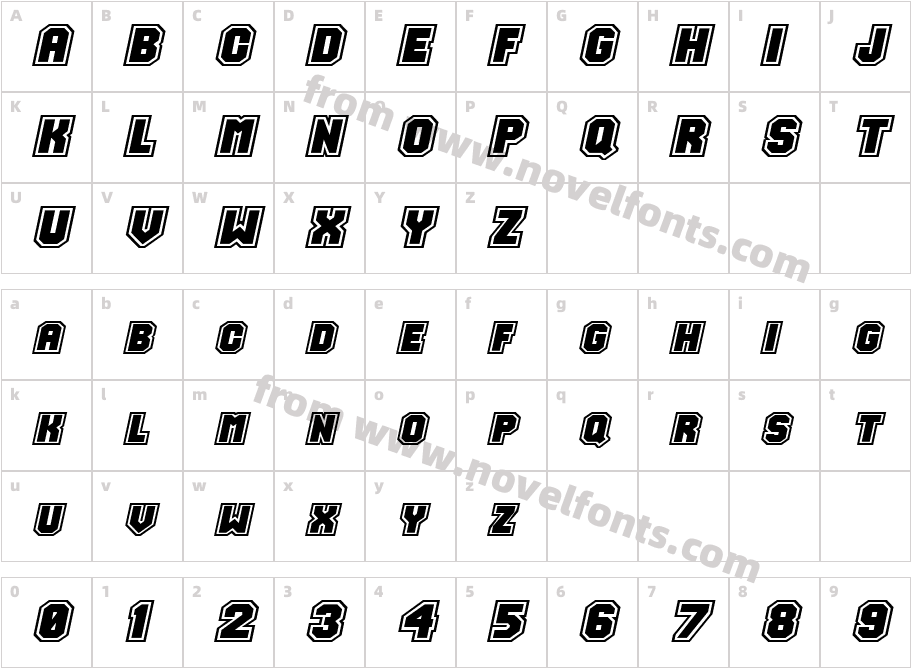 Jersey-Extended ItalicCharacter Map