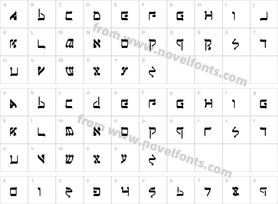 Jerusalem BoldCharacter Map