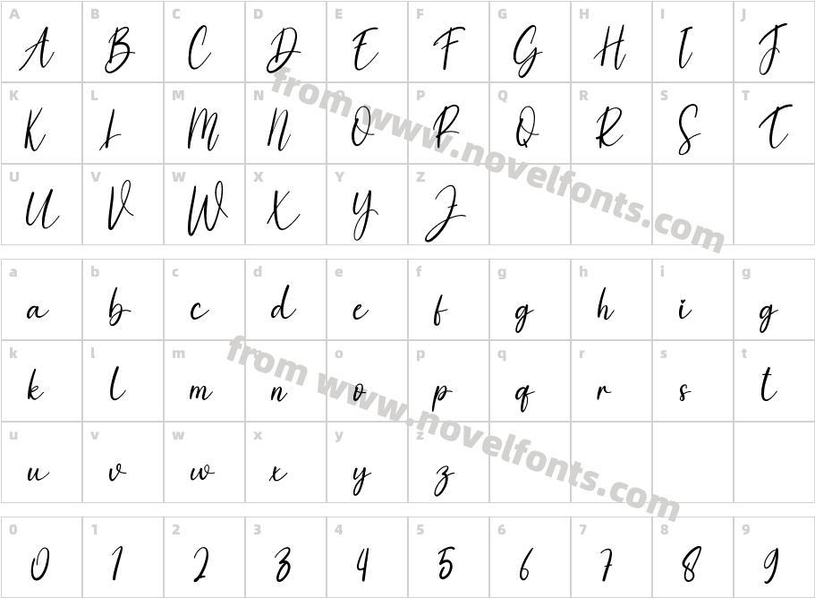 JesikaRegularCharacter Map