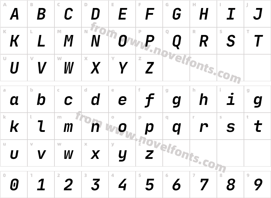 JetBrains Mono Bold ItalicCharacter Map