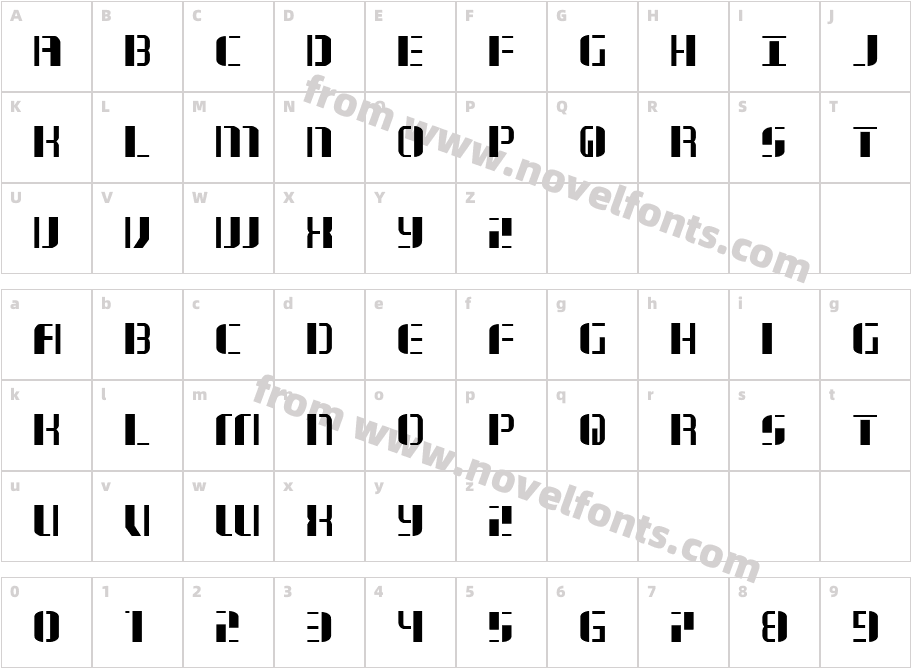 Jetway RegularCharacter Map