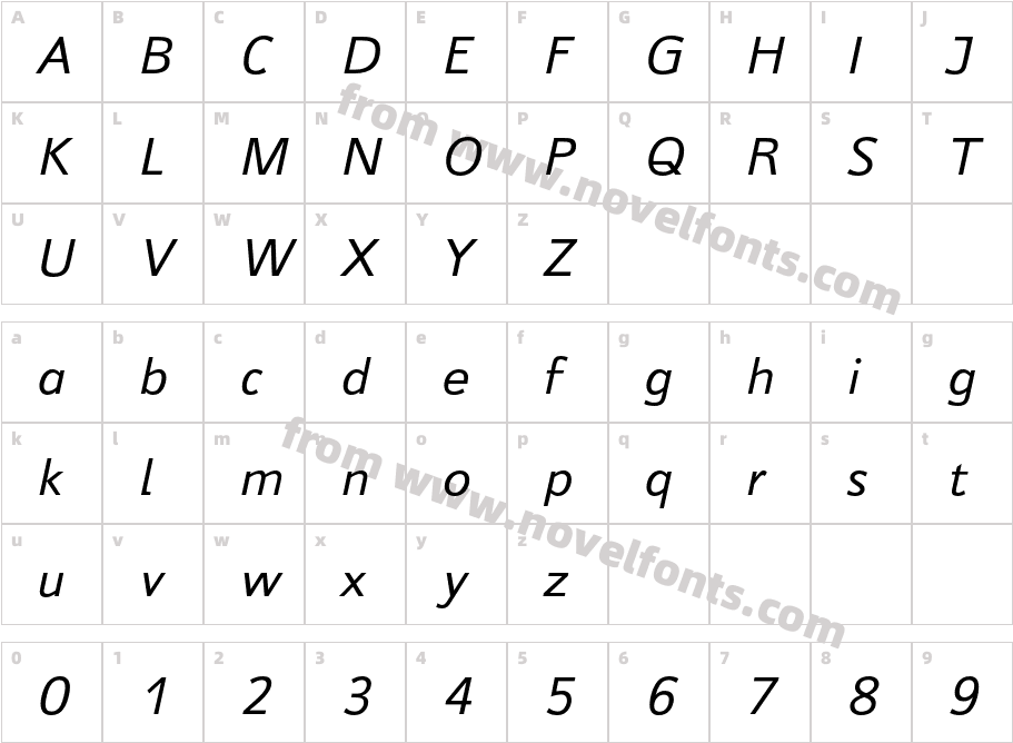 JeunesseSansStd-ItalicCharacter Map