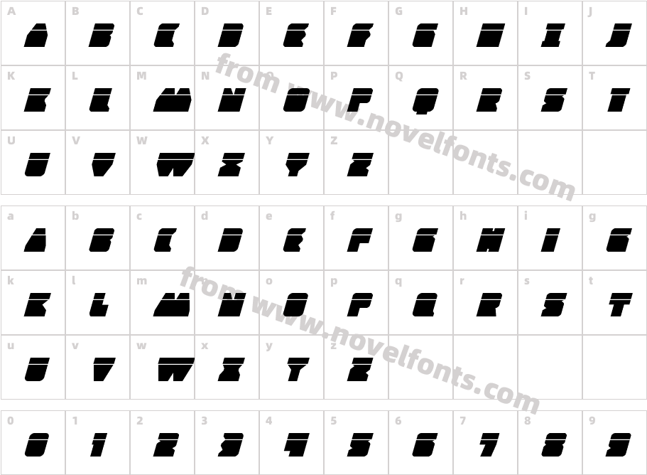 Contour of Duty Laser ItalicCharacter Map