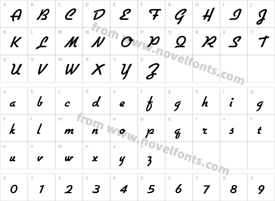 Jillian Gothic BOLDITALICCharacter Map