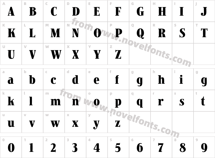 JimboStd-BoldCondensedCharacter Map