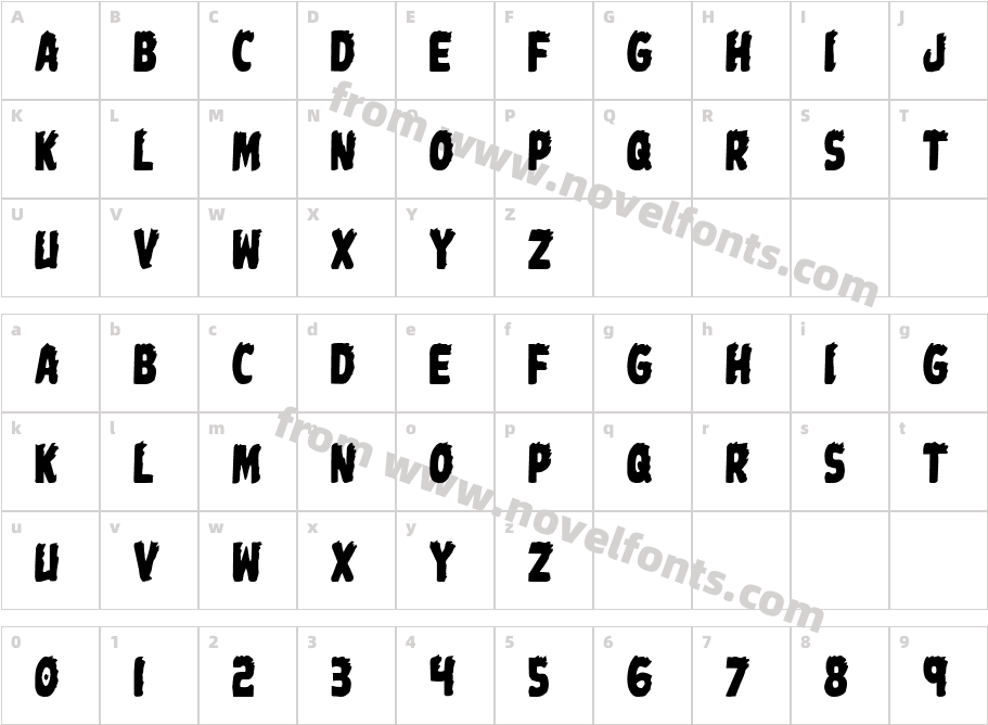 Johnny Torch CondensedCharacter Map