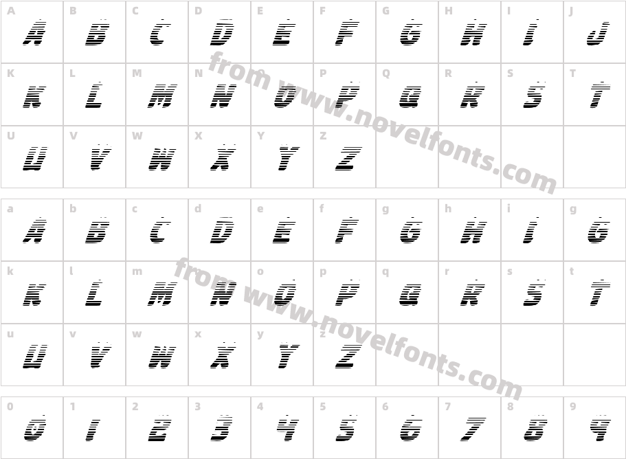 Johnny Torch Gradient ItalicCharacter Map