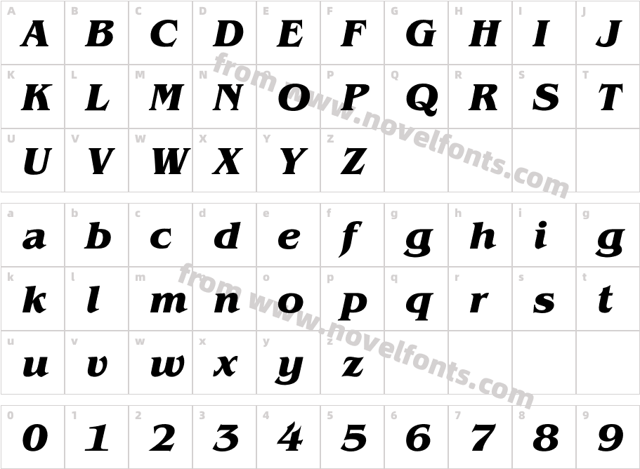 JonathanBoldItalicCharacter Map