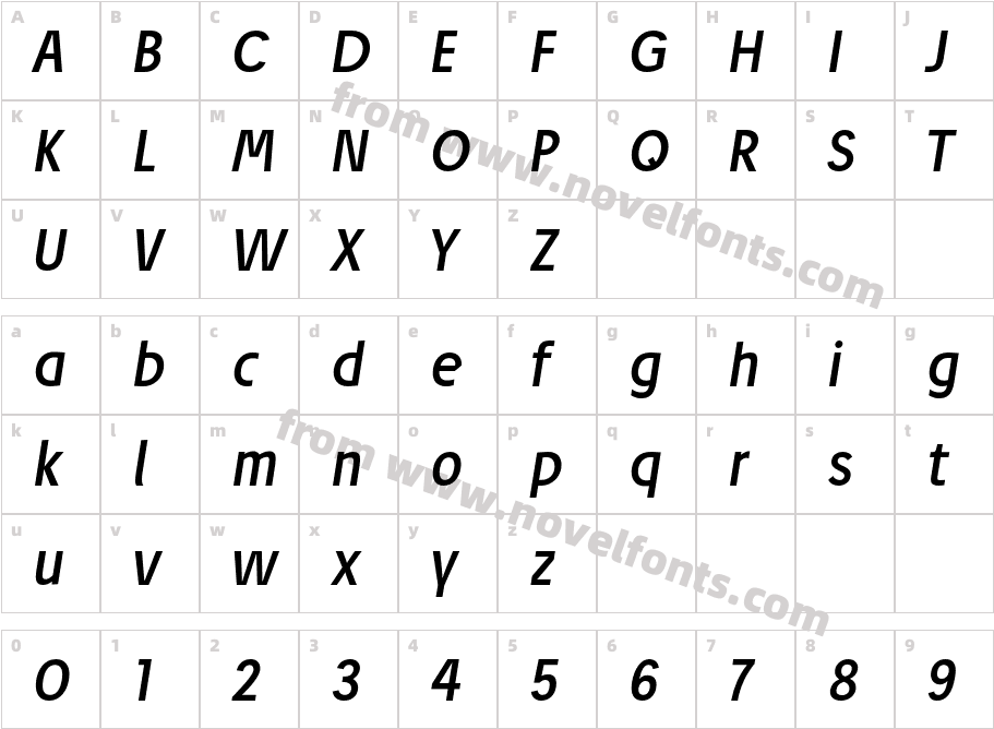 JosefPro-ItalicCharacter Map