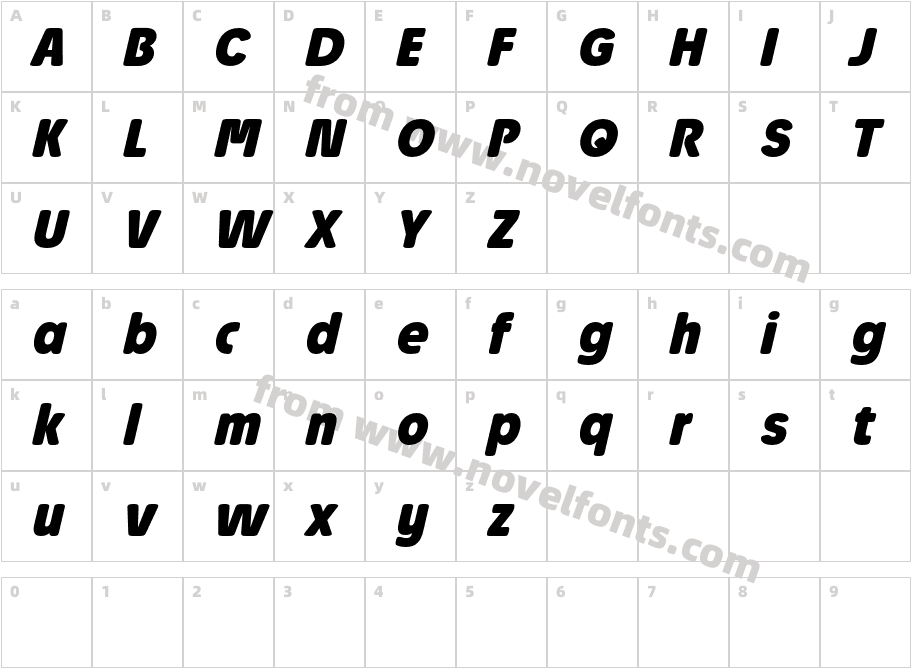 Josefa Rounded Reduced Bold ItalicCharacter Map