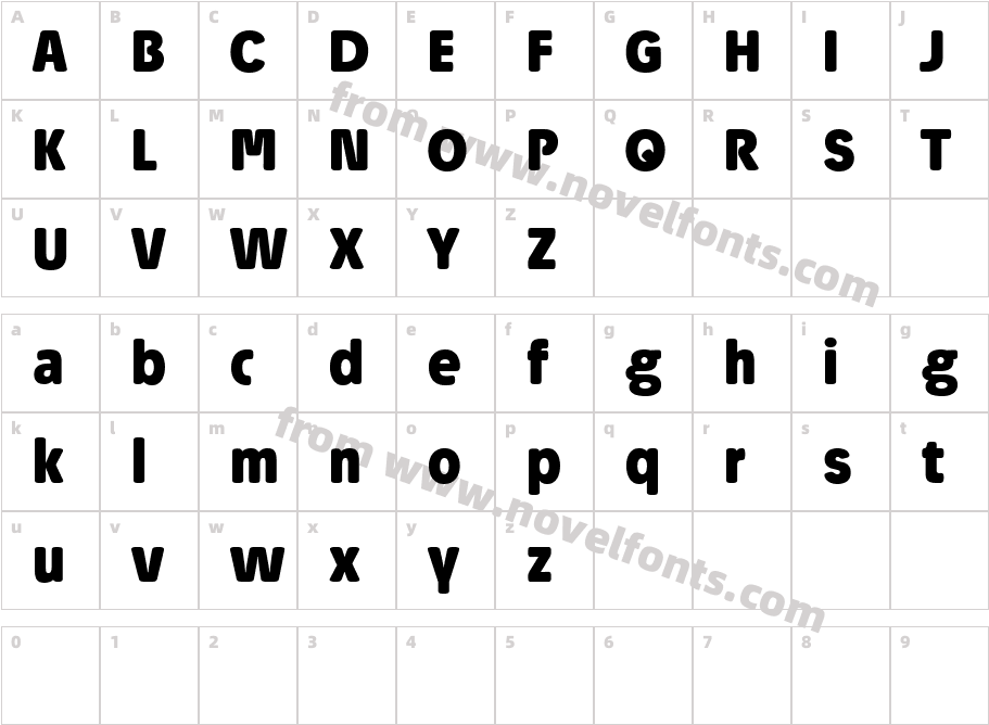 Josefa Rounded Reduced BoldCharacter Map