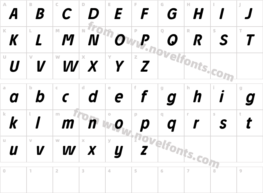 Josefa Rounded Reduced Medium ItalicCharacter Map