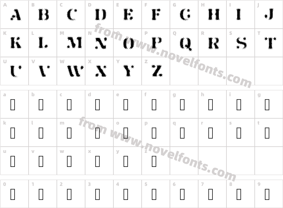 Jot Halftone RegularCharacter Map