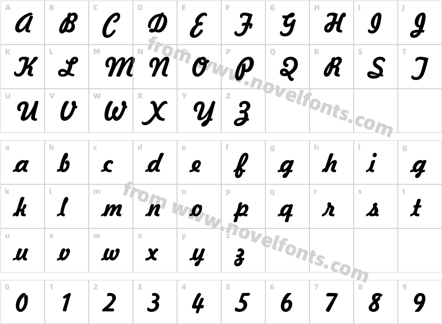 Jott 43 BoldCharacter Map