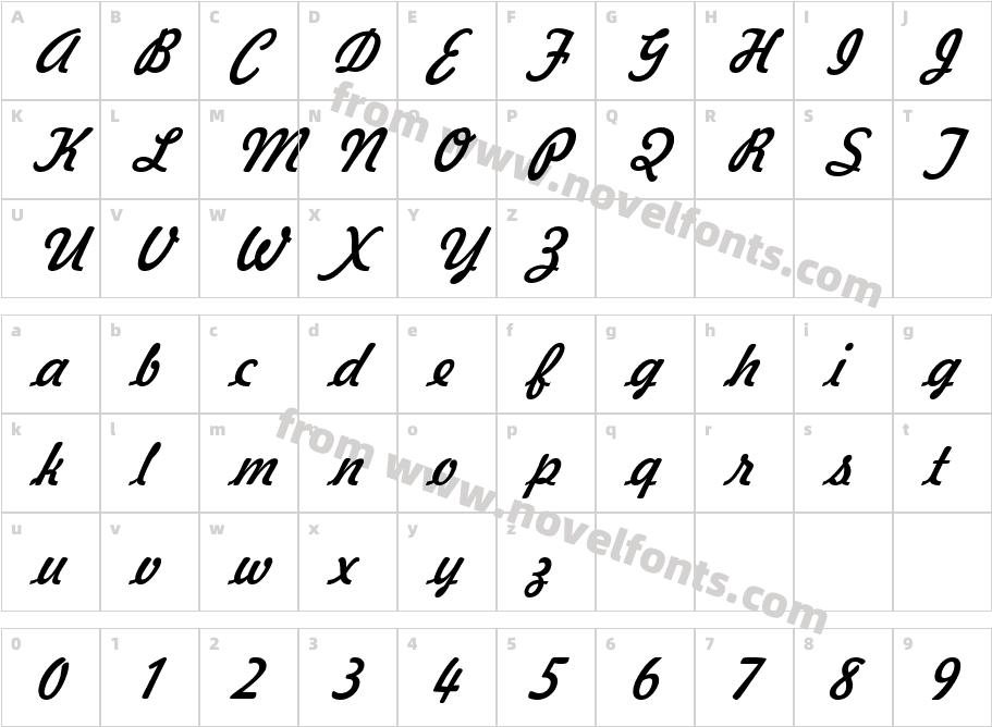 Jott 43 ItalicCharacter Map