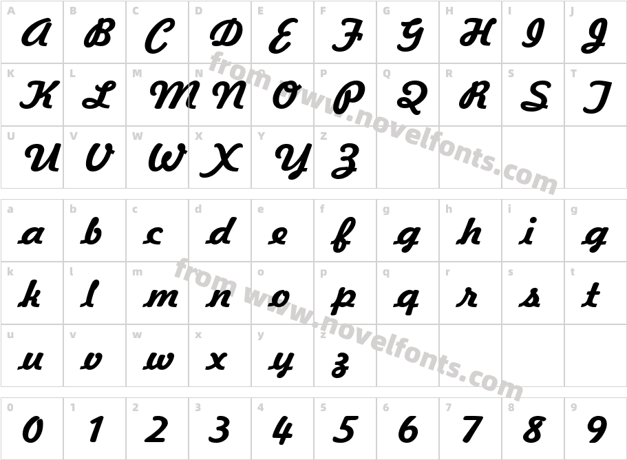 Jott 43 Wide BoldCharacter Map