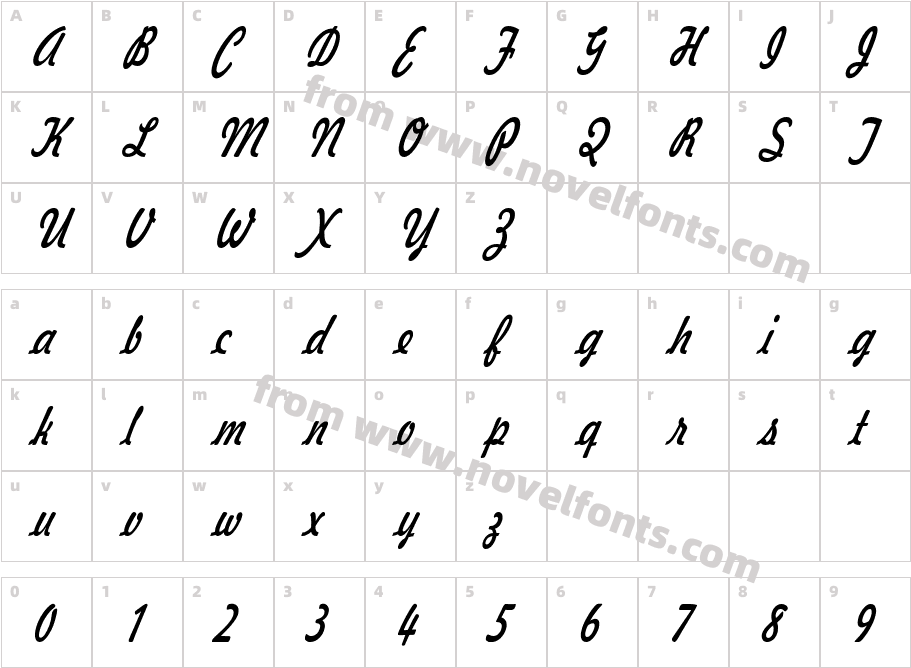 Jott 44 Thin ItalicCharacter Map