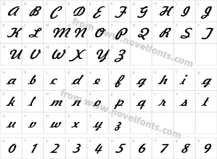 Jott 44 Wide ItalicCharacter Map