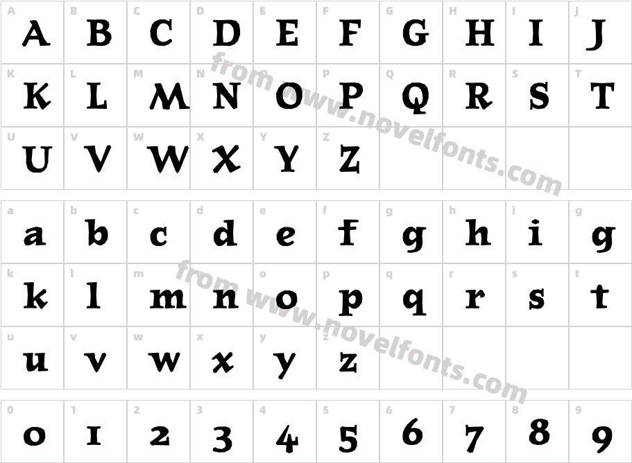 JournalBoldOldstyleCharacter Map