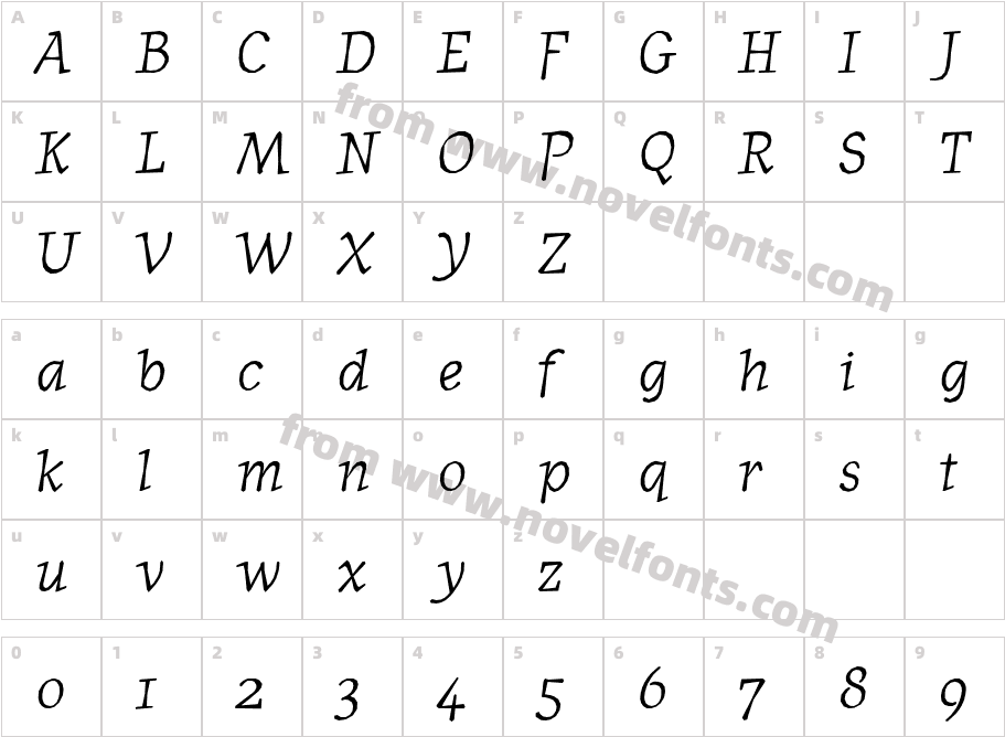 JournalItalicOldstyle ItalicCharacter Map