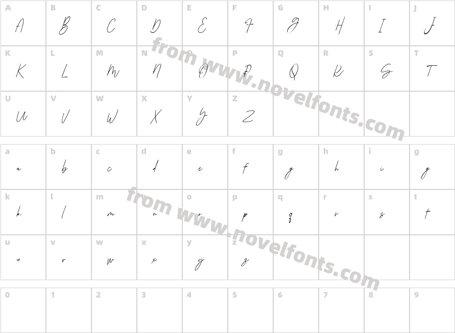 Jownsey Free RegularCharacter Map