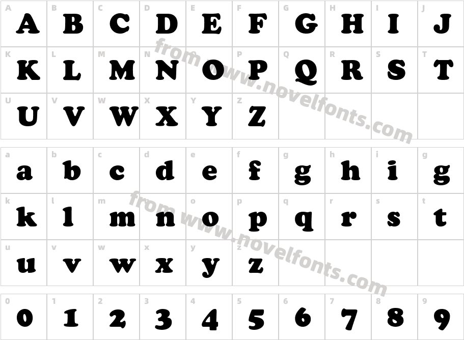 Cooper Black BTCharacter Map