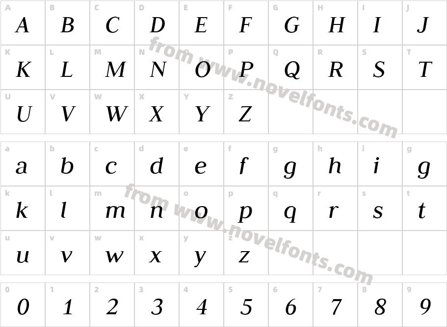 Judson ItalicCharacter Map