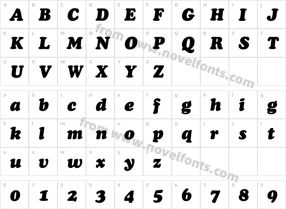 CooperBT-BlackItalicHeadlineCharacter Map