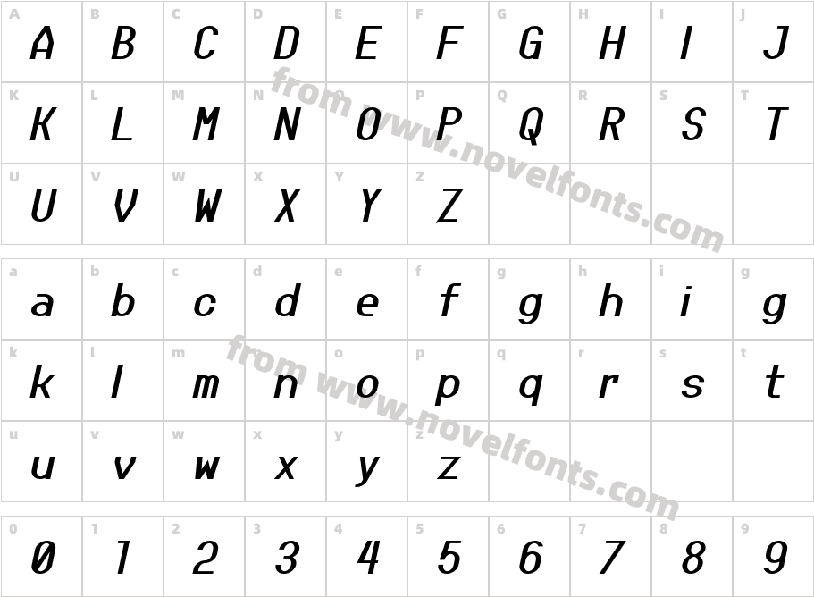 Jupiteroid Bold ItalicCharacter Map