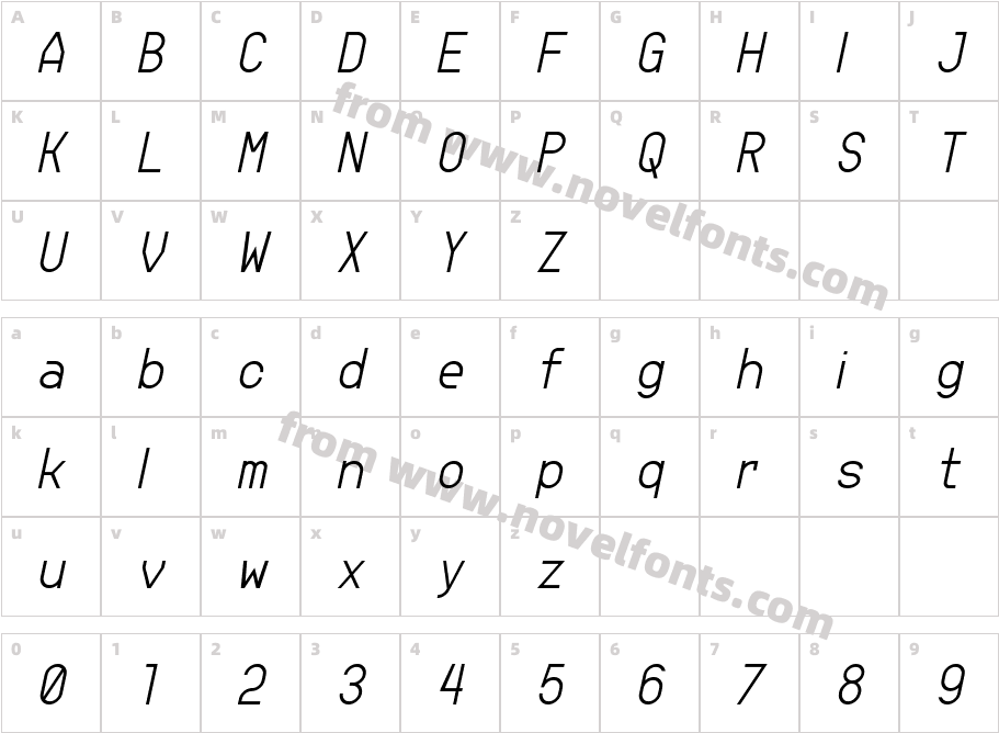 Jupiteroid Light ItalicCharacter Map