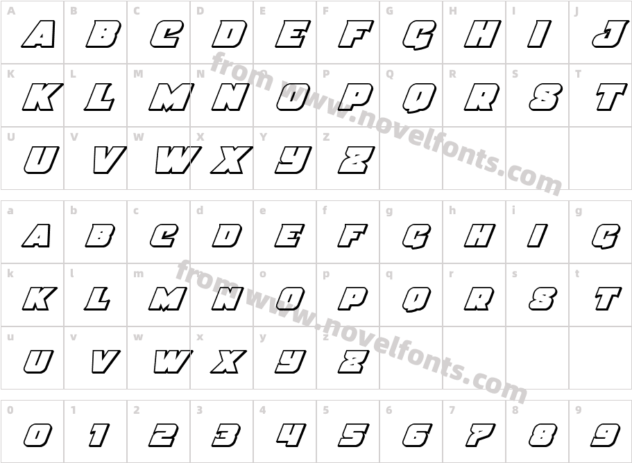 Justice Outline ItalicCharacter Map