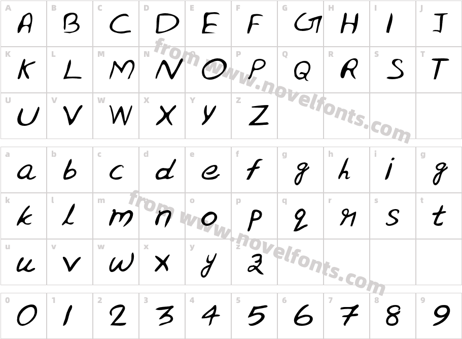 Justin'sScript-RegularCharacter Map