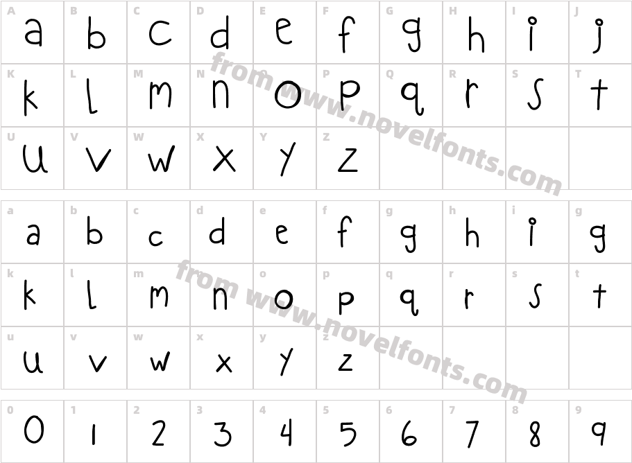 KBLOVEITDOWNCharacter Map