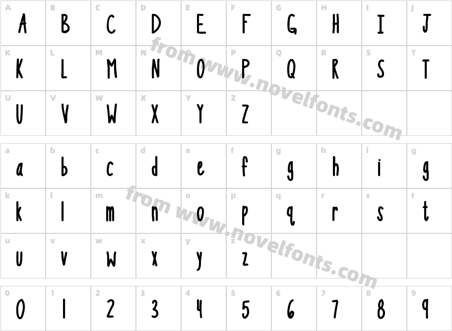 KBSoThinterestingBoldCharacter Map